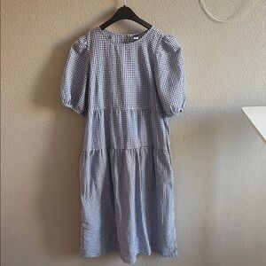 Old Navy Blue Midi Sundress with Puff Sleeves